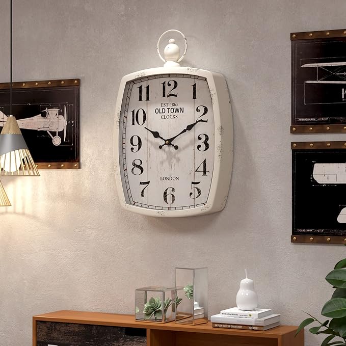 Menterry Large Retro Rectangle Wall Clock, Battery Operated Silent Decor Wall - Image 5