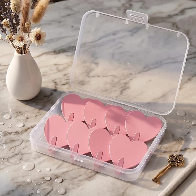 Heart Wall Hooks, 8 Pack, Small Pink Decorative Accessories, Purse Hanger - Image 6