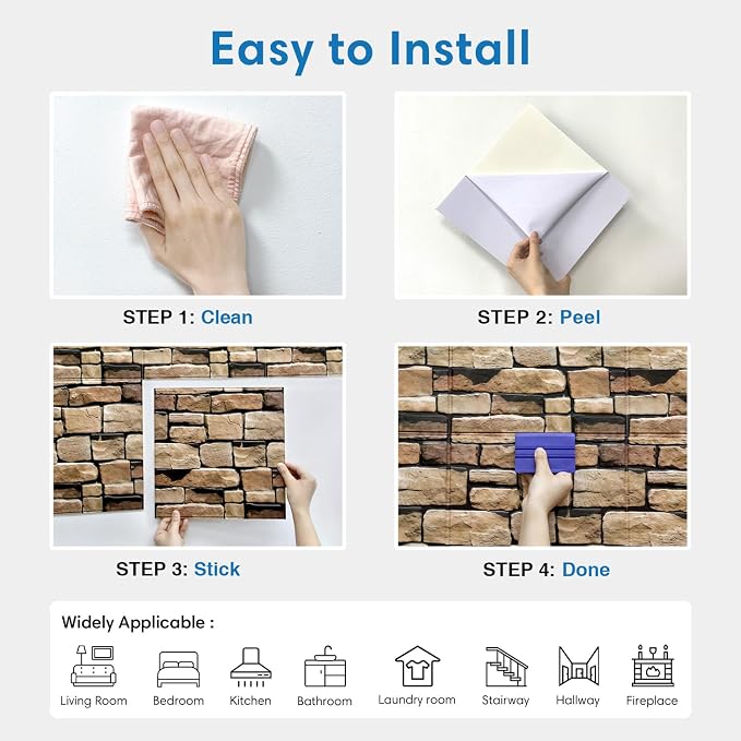 COMSTICKC 3D Faux Stone Wall Panel Peel and Stick Wall Stickers, Not Real Stone - Image 8