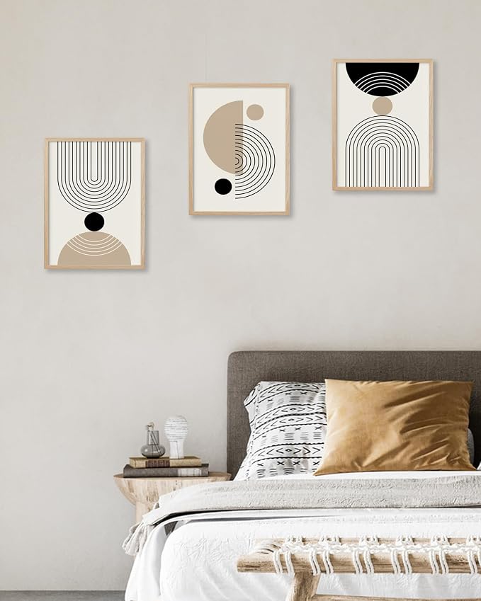 HesenDot Unframed Abstract Geometric Line Wall Art Set of 3, 12x16in Boho Mid - Image 5