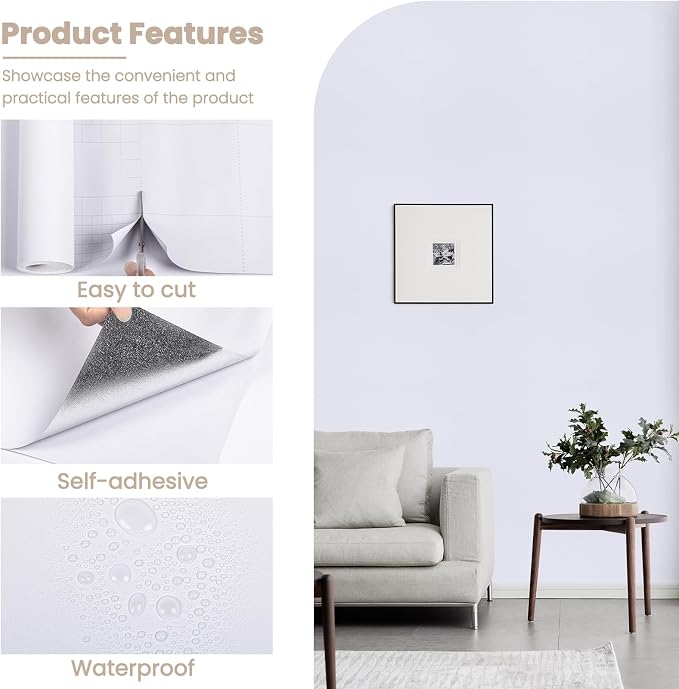 practicalWs 15.7 inch x118 inch White Contatc Paper Self-Adhesive Removable - Image 5