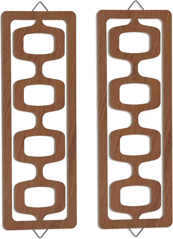 CroBlissful 2 Pcs Mid Century Modern Wall Art Wood Mid Century Elegance Decor by CroBlissful