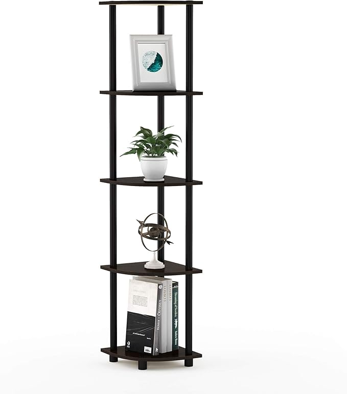Furinno TURN-N-TUBE Corner Shelf, 5-Tier Corner Bookshelf, Open Storage Shelves by Furinno-FitsYourSpaceFitsYourBudget