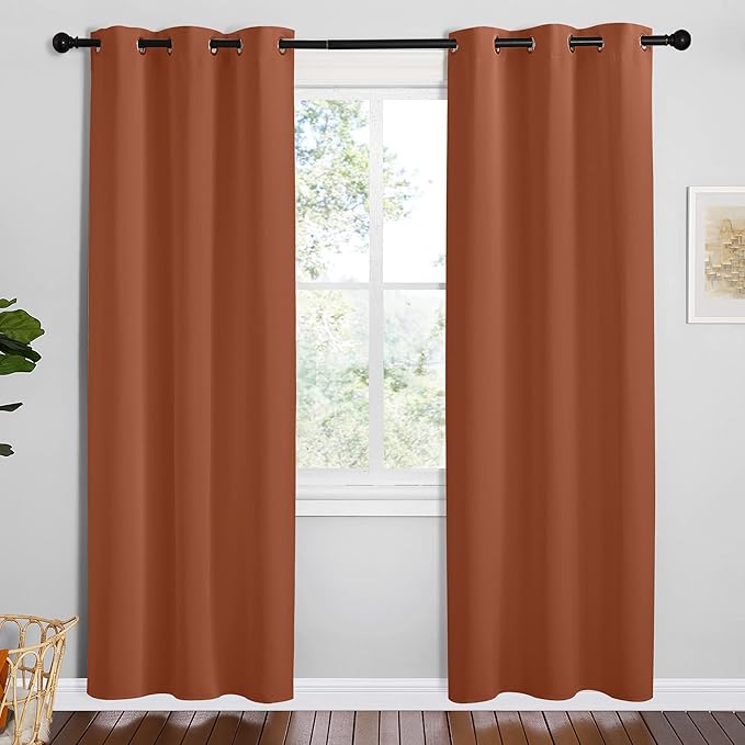 NICETOWN Bedroom Small Blackout Curtains 78 inches Long, Burnt Orange, 1 Pair by NICETOWN