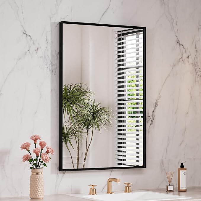 LOAAO Black Bathroom Mirror 24"X32" by LOAAO