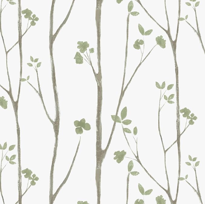 Timeet Peel and Stick Wallpaper Green Leaf Wall Paper Boho Floral Contact Paper by Timeet