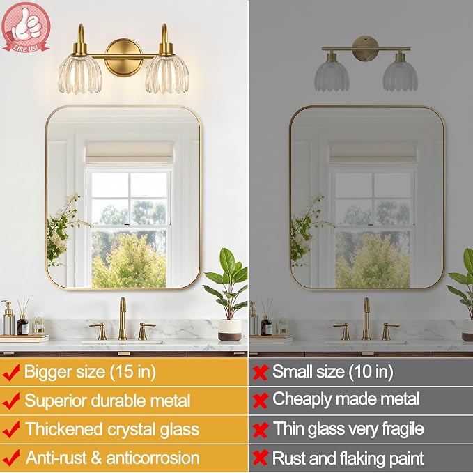 Bathroom Vanity Light, Brushed Gold Vanity Lights - Image 4