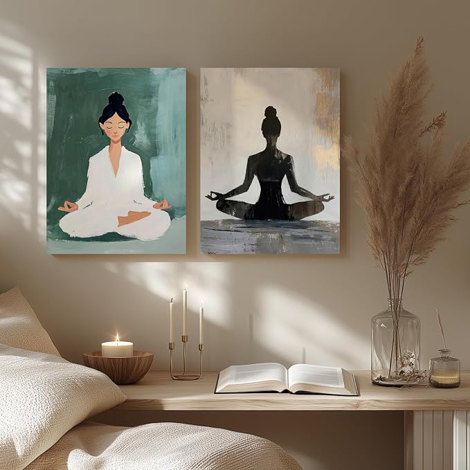 GELDSTEI Framed Zen Wall Art, Tranquil Meditation Wall Decor, Yoga Girl Canvas - Image 5