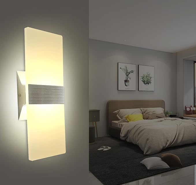 KICAAO Modern Wall Sconces Set of Two, Led Wall Light 10w, 2700k Warm Light Up - Image 3