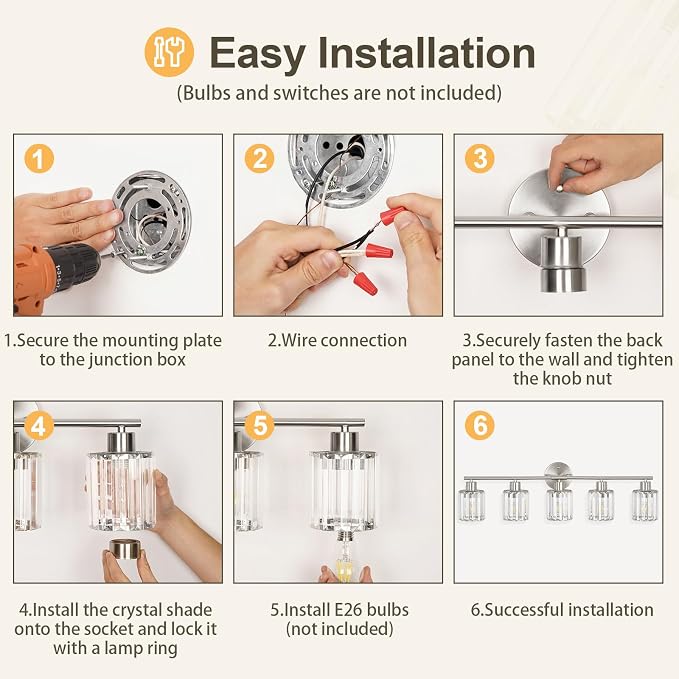 Crystal Bathroom Light Fixtures, Bathroom Lighting Fixtures Over Mirror - Image 9