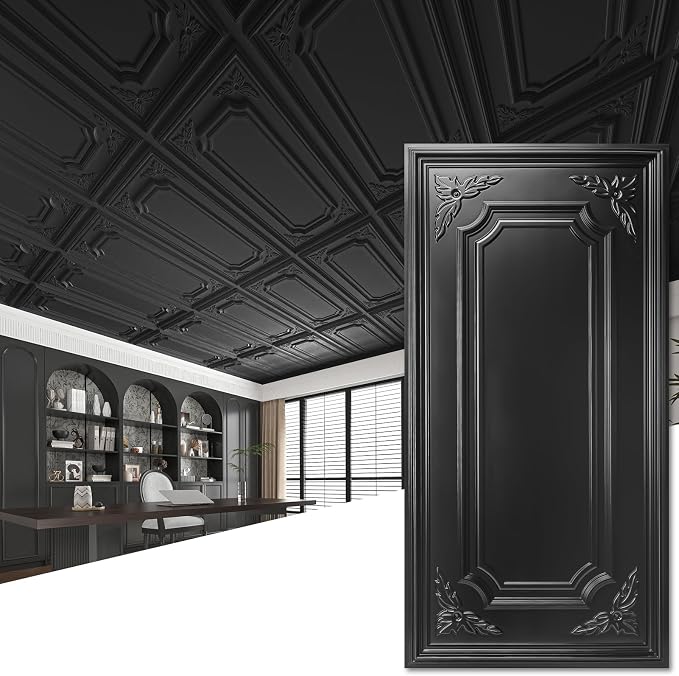 Art3dwallpanels 12 Pack Drop Ceiling Tiles, 2x4 Ft PVC Decorative 3D Wall Panel by Art3dwallpanels