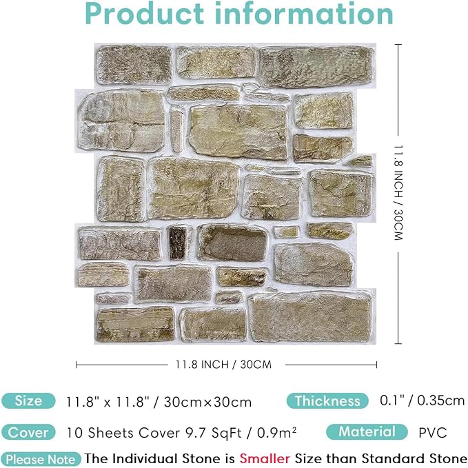 Commomy 10 Pcs 3D Stone Wall Panels Peel and Stick - Image 7