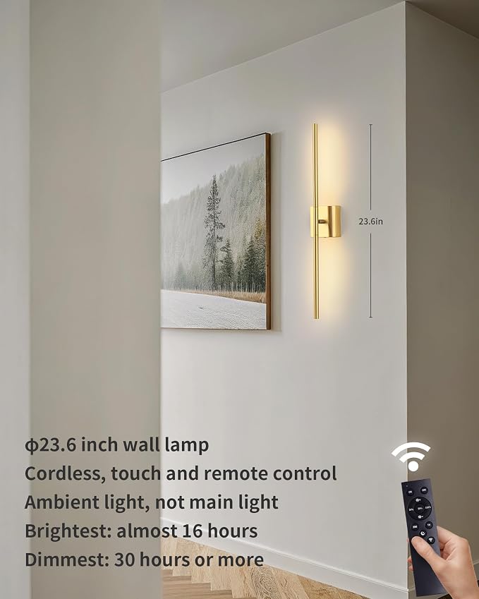 KDG Cordless Wall Sconces with Remote Control, Wireless 5200mAh Rechargeable - Image 2