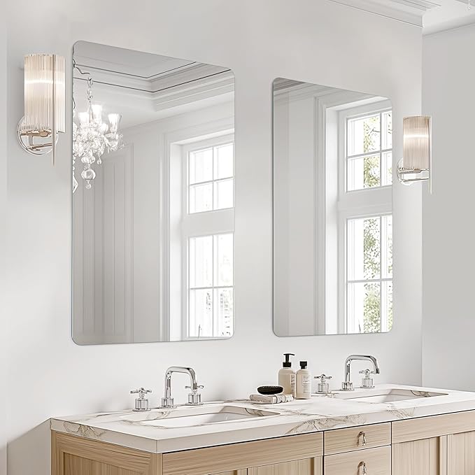 USHOWER 2-Pack Frameless Bathroom Mirrors by USHOWER