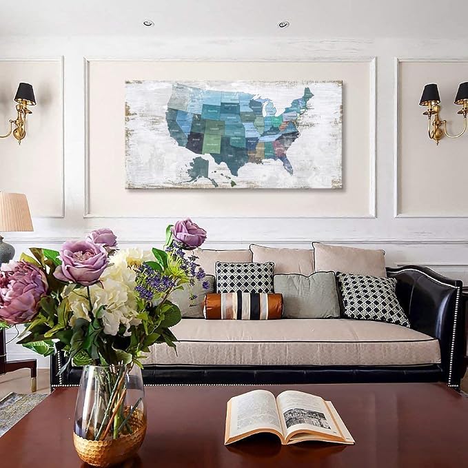 Map of The United States Wall Decor Map Canvas Wall Art - Image 8