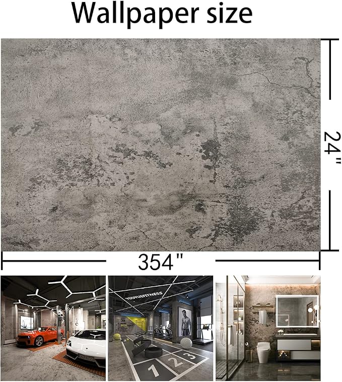 BAYYA 24x354 inch Gray Concrete Wallpaper Roll Peel Stick Grey Textured Thick - Image 9