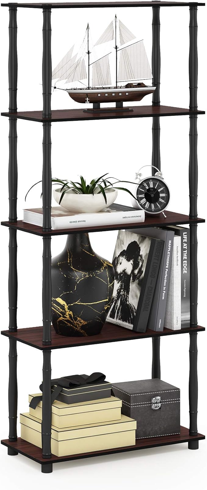 Furinno TURN-S-TUBE Storage Shelves, 5-Tier Book Shelf, Corner Shelf, Toolless by Furinno-FitsYourSpaceFitsYourBudget