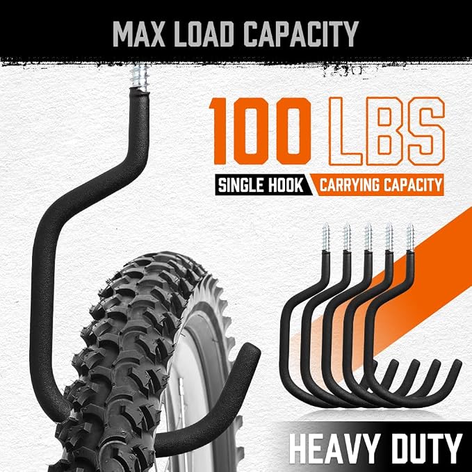 HORUSDY 6 Pack Heavy Duty Bike Hooks - Image 6