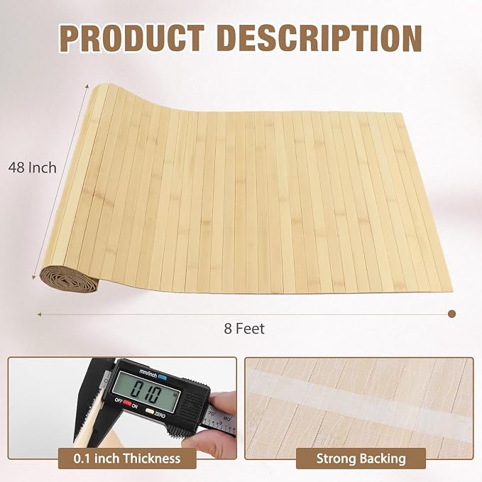 Natural Bamboo Wall Panel for Interior Wall Decor, Pole Wrap Wainscoting - Image 2