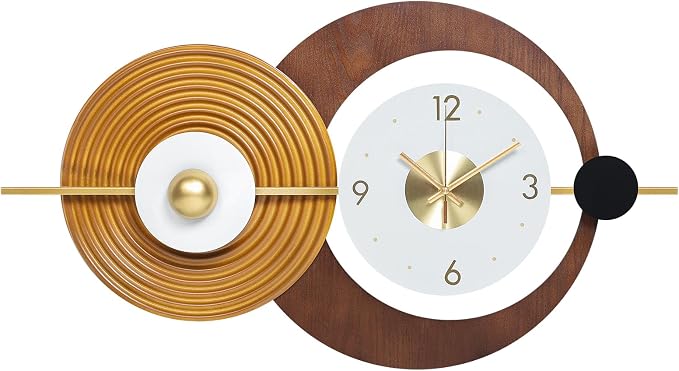 Wall Clock Modern Battery Operated Big Clocks Metal and Wooden Nordic Style - Image 7