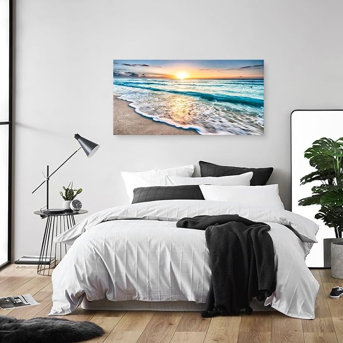 Baisuart S02298 Canvas Prints Wall Art Beach Sunset Ocean Waves Nature Pictures - Image 8