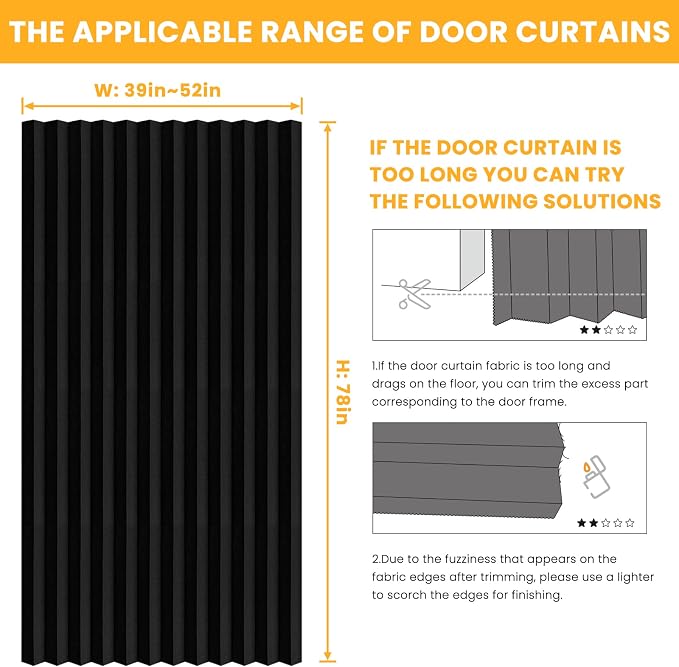 AJAZZ 100% Blackout Accordion Doors Interior Magnetic Door Curtain Folding - Image 4