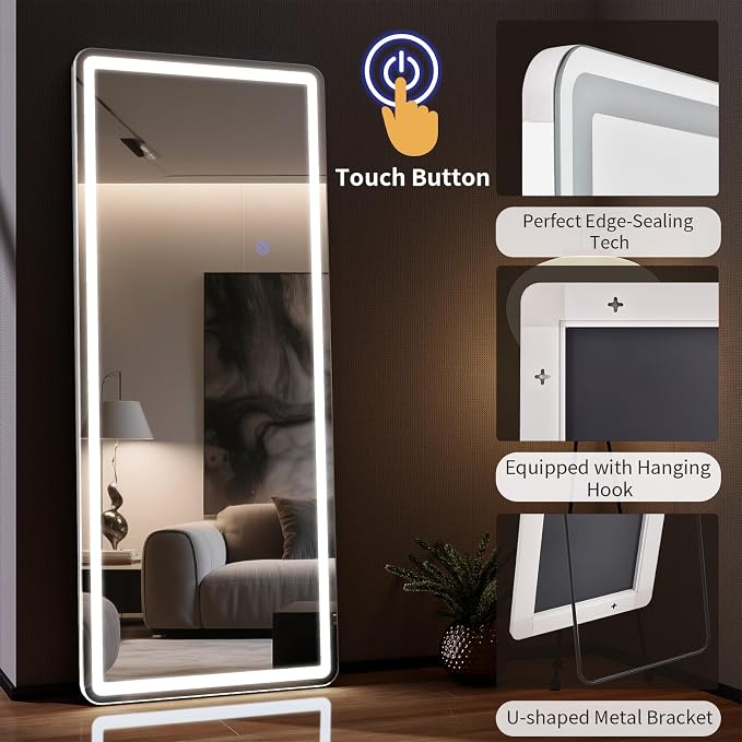 71"x32" LED Full Length Mirror – Standing Floor Body Mirror - Image 3