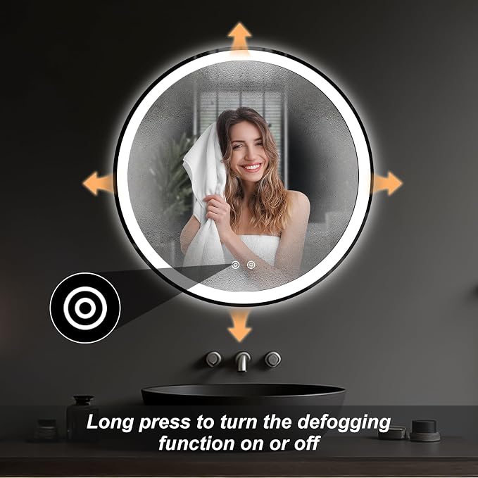 DUMOS 28 Inch Round LED Bathroom Mirror - Image 5