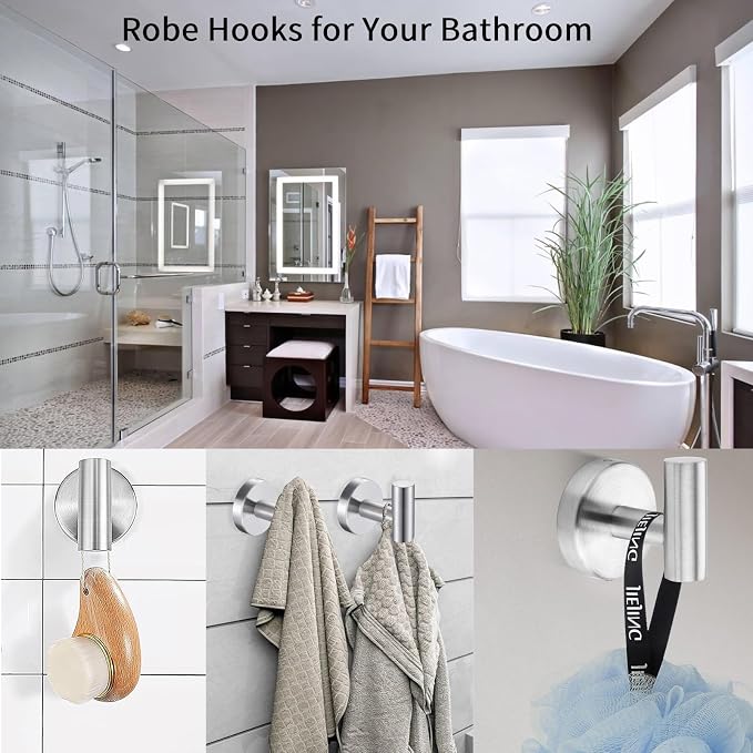 Kruodop Towel Hooks for Bathroom, 2 Packs Wall Mount Towel Holder, Bronze Matte - Image 6