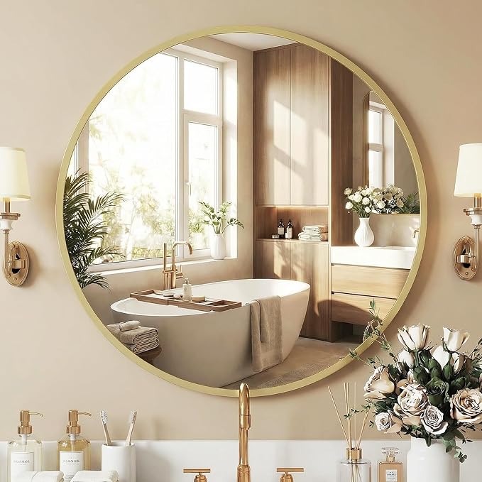 NEWBULIG 30 Inch Round Wall Mirror, Bathroom Mirror by NEWBULIG