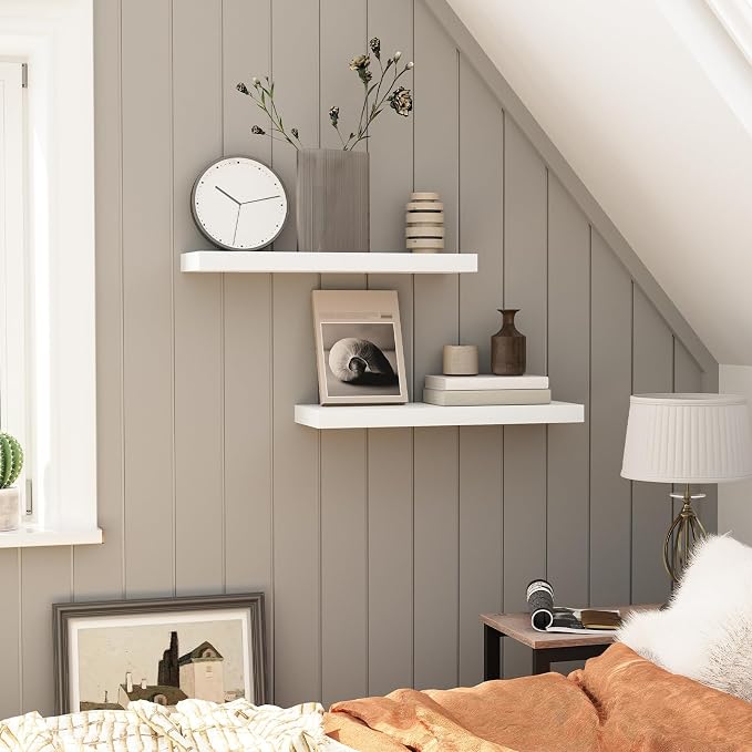 HOOBRO Floating Shelves for Wall, Wall Mounted Shelf Set of 2, 23.6" Hanging - Image 7