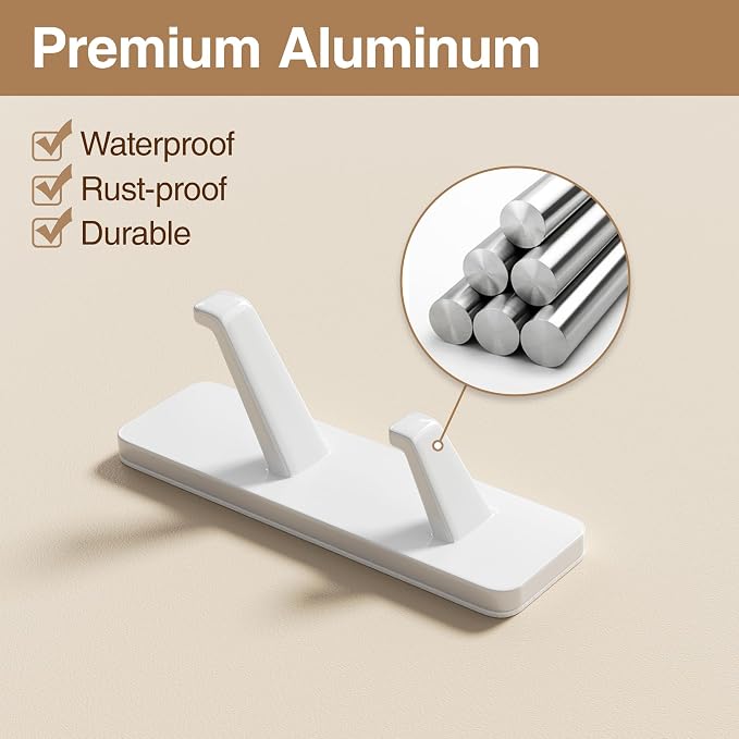 Self Adhesive Wall Hooks for Hanging: 13 LB Strong Hold, Sticky Hangers for Coat - Image 4