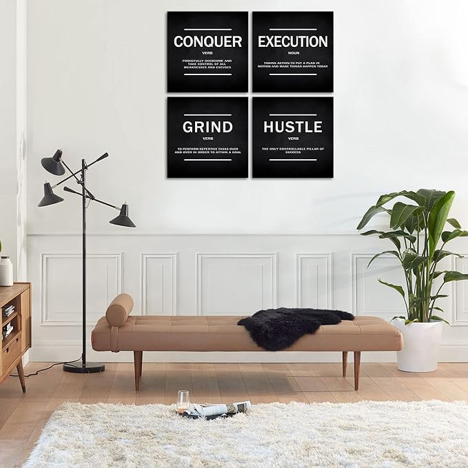 KAWAHONE Grind Hustle Execution Quotes Framed Wall Art, Success Canvas Print - Image 7