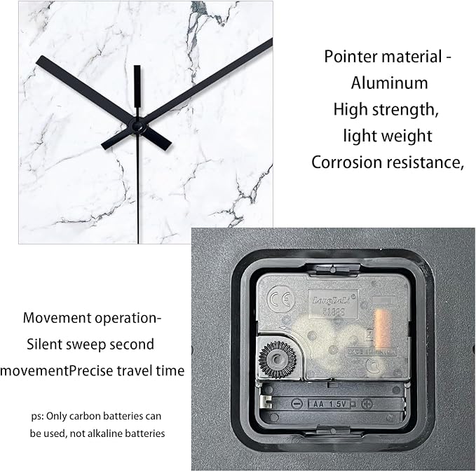 White Marble Glass Wall Clocks Battery Operated 12 Inch Abstract Decorative - Image 8