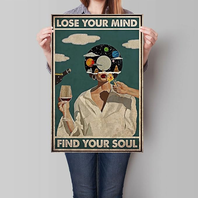 YuzhongART Vintage Lose Your Mind Find Your Soul Poster Mental Health Quote - Image 2