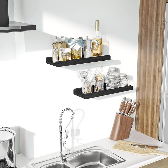 Love-KANKEI Floating Shelves Wall Mounted Set of 2, 17 Inch Rustic Wood Wall - Image 5