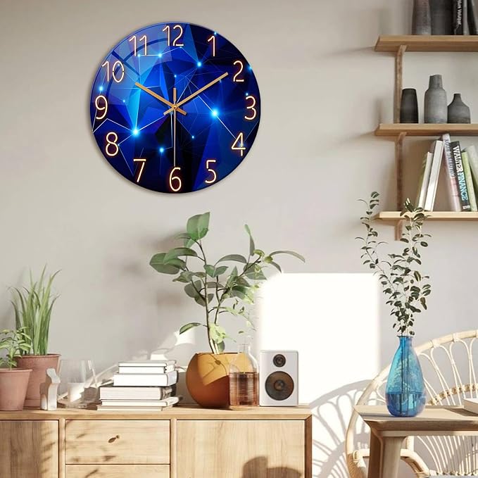 Blue Wall Clock for Living Room Decor Kitchen Wall Clocks Battery Operated 12 - Image 4