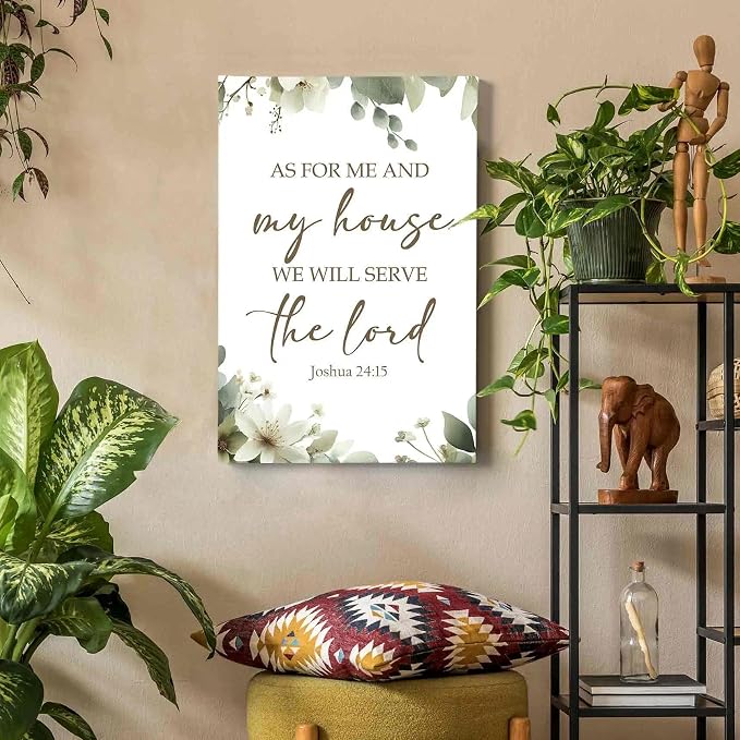 HIWX Christian Wall Decor, as for Me and My House Bible Verses Sage Green - Image 4