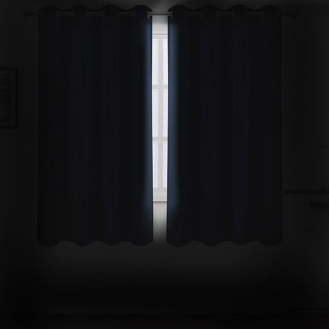 LEMOMO Navy Blue Blackout Curtains/52 x 72 Inch/Set of 2 Panels Room Darkening - Image 3
