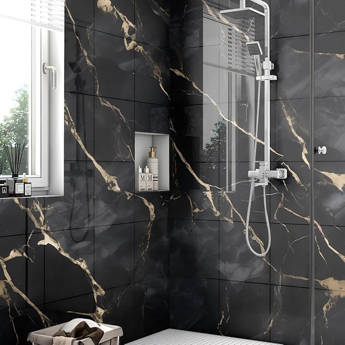 Chejiaye 10pcs Marble Peel and Stick Backsplash Waterproof Washroom Wall Panels - Image 3