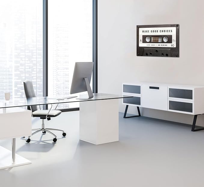 Inspirational Office Canvas Wall Art Picture Vintage Cassett Tape Prints Make - Image 2