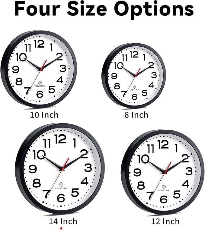 Roymnie Atomic Wall Clock 14 Inch, Modern Clock Battery Operated Classic Analog - Image 5