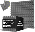 Focusound Grey Acoustic Panels 24 Pack 2"x12"x12" by Focusound