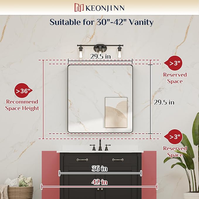 Keonjinn 30 x 30 Inch Brushed Nickel Bathroom Mirrors - Image 6