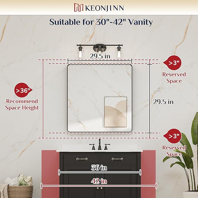 Keonjinn Black Bathroom Mirrors - Image 6