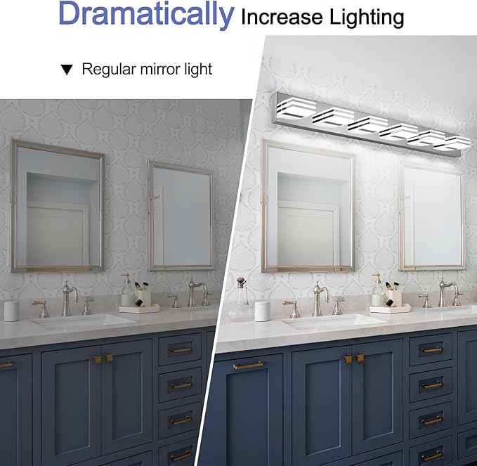 Modern Bathroom Light Fixtures 6 Light LED Vanity Lighting Bar 41 Inch Wall - Image 5