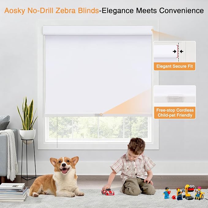 AOSKY No Drill Cordless Blackout Roller Shades - Image 3