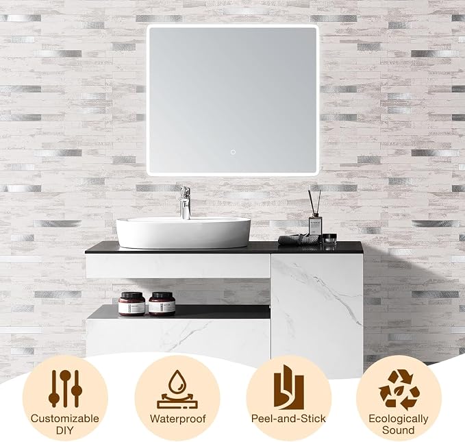 Peel and Stick Backsplash Tile Waterproof Removable PVC Wall Sticker 3D Faux - Image 8