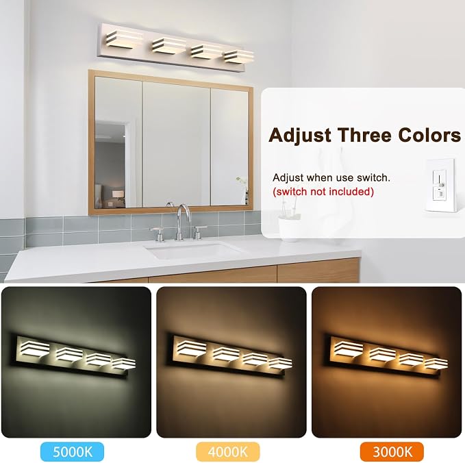 4-Light LED Brushed Nickel Vanity Lights - Image 2