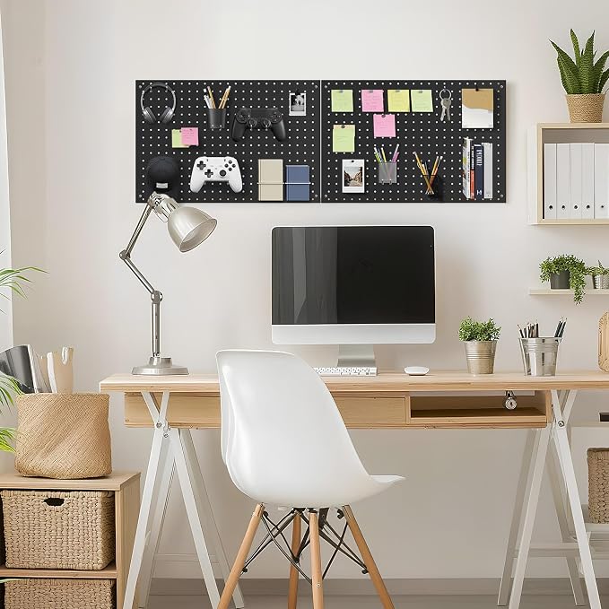 Peg Board, 3 Pack Metal Pegboard Panels Black Pegboards Wall Organizer - Image 9